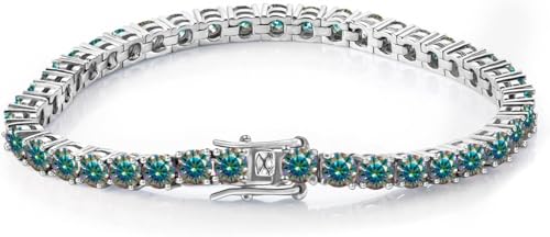 YKMYXZ, Frauen Gold Armbänder Rundschliff D Farbe VVS1 Klarheit Diamant Tennis Armbänder S925 Sterling Silber Armbänder,6.5 in(Gold) von YKMYXZ