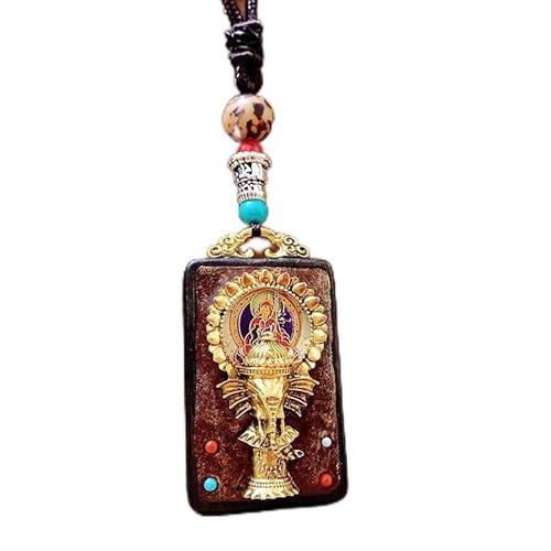 YKMYXZ， Nepal Thangka Anhänger Männliche Grüne Mutter Manjusri Ebenholz Buddha Retro Halskette Wolle Kette Anhänger Weibliche Amulett Patron Glück(B Model. Vintage COF) von YKMYXZ