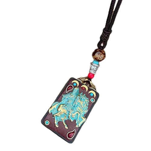 YKMYXZ， Nepal Thangka Anhänger Männliche Grüne Mutter Manjusri Ebenholz Buddha Retro Halskette Wolle Kette Anhänger Weibliche Amulett Patron Glück(Nepal Rectangular Gu) von YKMYXZ