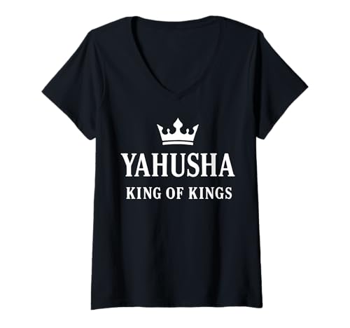 Damen YAHUSHA, König der Könige, Entwurf der souveränen Schrift T-Shirt mit V-Ausschnitt Damen YAHUSHA, König der Könige, Entwurf der souveränen Schrift T-Shirt mit V-Ausschnitt von YKOK