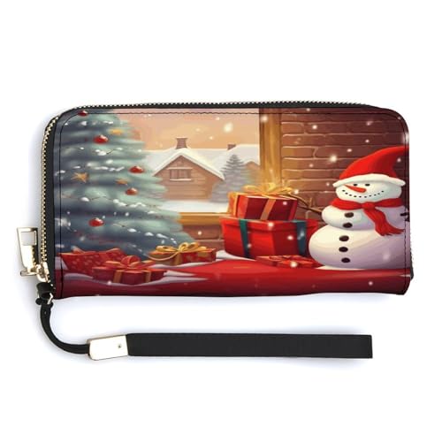 YKUDBN Geldbörse aus PU-Leder, Aufdruck "Merry Christmas Day", großes Fassungsvermögen, lange Geldbörse für Damen, Handheld-Clutch, moderne Damengeldbörse, Stil, 20 x 10,5 cm, modern, Stil:, von YKUDBN