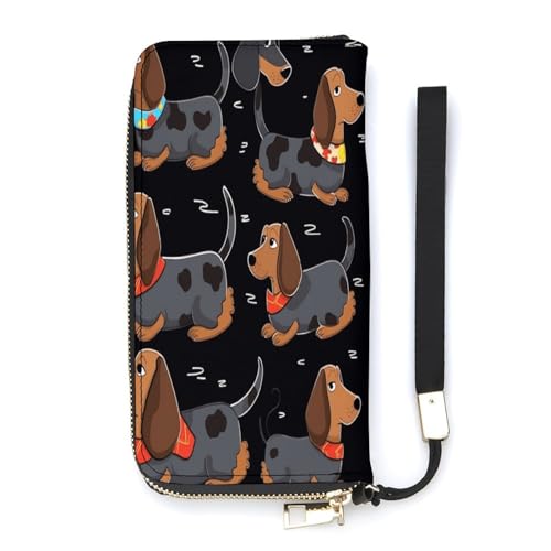 YKUDBN Geldbörse aus PU-Leder, "I Love My Dog Dackel-Aufdruck", großes Fassungsvermögen, lange Geldbörse für Frauen, Handheld-Clutch, moderne Damengeldbörse, Stil, 20 x 10,5 cm, modern, Stil:, von YKUDBN