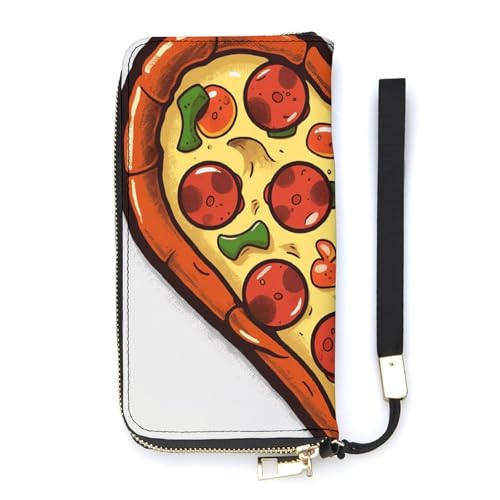 YKUDBN Geldbörse aus PU-Leder, "I Love Pizza" mit Herz-Aufdruck, große Kapazität, lange Geldbörse für Frauen, Handheld-Clutch, moderne Damengeldbörse, Stil, 20 x 10,5 cm, modern, Stil:, 20x10.5cm, von YKUDBN