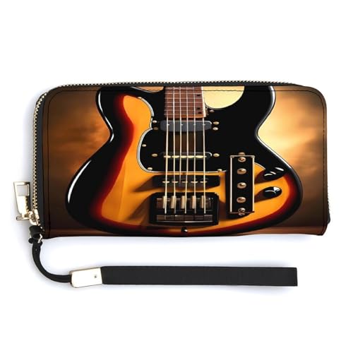YKUDBN Geldbörse aus PU-Leder, Instrumental-Gitarren-Druck, großes Fassungsvermögen, lange Geldbörse für Frauen, Handheld-Clutch, moderne Damengeldbörse, Stil, 20 x 10,5 cm, modern, Stil:, von YKUDBN
