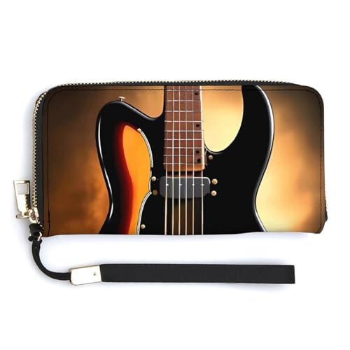 YKUDBN Geldbörse aus PU-Leder, Instrumental-Gitarren-Druck, großes Fassungsvermögen, lange Geldbörse für Frauen, Handheld-Clutch, moderne Damengeldbörse, Stil, 20 x 10,5 cm, modern, Stil:, von YKUDBN