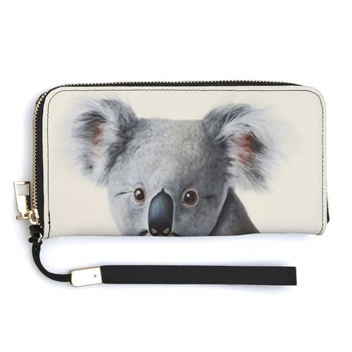 YKUDBN Geldbörse aus PU-Leder, Koala- und Schmetterlingsdruck, großes Fassungsvermögen, lange Geldbörse für Damen, Handheld-Clutch, moderne Damengeldbörse, Stil, 20 x 10,5 cm, modern, Stil:, von YKUDBN