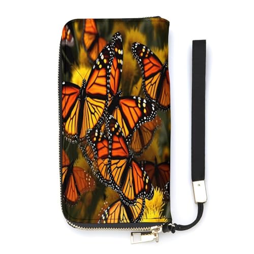 YKUDBN Geldbörse aus PU-Leder, Monarch-Schmetterling-Druck, großes Fassungsvermögen, lange Geldbörse für Damen, Handheld-Clutch, moderne Damengeldbörse, Stil, 20 x 10,5 cm, modern, Stil:, 20x10.5cm, von YKUDBN