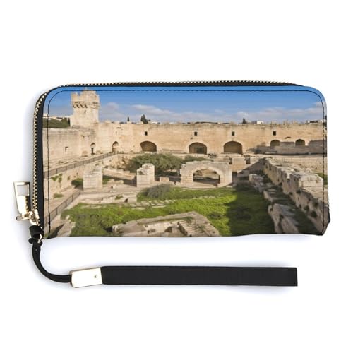 YKUDBN Geldbörse aus PU-Leder, Motiv: Israel am Turm des Davids, großes Fassungsvermögen, lange Geldbörse für Frauen, Handheld-Clutch, moderne Damengeldbörse, Stil, 20 x 10,5 cm, modern, Stil:, von YKUDBN