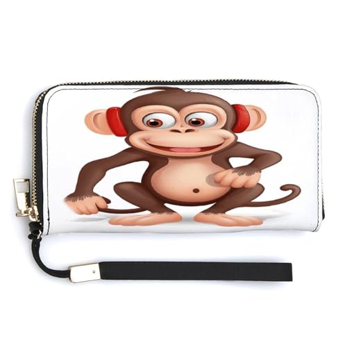 YKUDBN Geldbörse aus PU-Leder, Motiv: frecher Affen-Druck, großes Fassungsvermögen, lange Geldbörse für Damen, Handheld-Clutch, moderne Damengeldbörse, Stil, 20 x 10,5 cm, modern, Stil:, 20.0*10.5cm, von YKUDBN