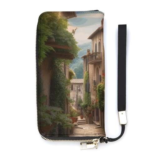 YKUDBN Geldbörse aus PU-Leder, italienischer toskanischer Druck, großes Fassungsvermögen, lange Geldbörse für Damen, Handheld-Clutch, moderne Damengeldbörse, Stil, 20 x 10,5 cm, modern, Stil:, von YKUDBN