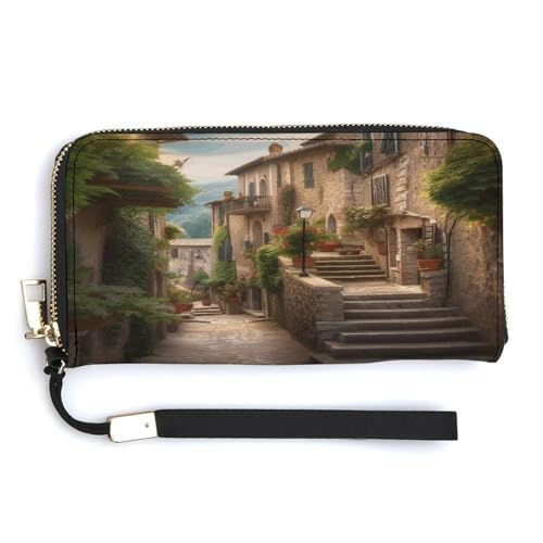 YKUDBN Geldbörse aus PU-Leder, italienischer toskanischer Druck, großes Fassungsvermögen, lange Geldbörse für Damen, Handheld-Clutch, moderne Damengeldbörse, Stil, 20 x 10,5 cm, modern, Stil:, von YKUDBN