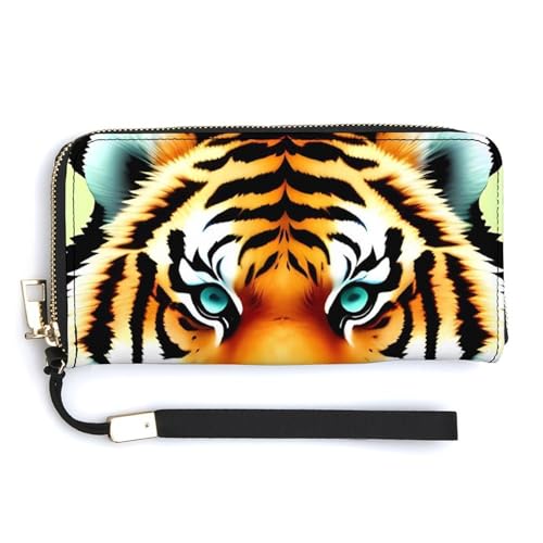 YKUDBN Geldbörse aus PU-Leder, kleiner dicker Tigerkopf, großes Fassungsvermögen, lange Geldbörse für Frauen, Handheld-Clutch, moderne Damengeldbörse, Stil, 20 x 10,5 cm, modern, Stil:, 20.0*10.5cm, von YKUDBN