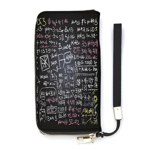YKUDBN Geldbörse aus PU-Leder, mathematischer Formel-Druck, großes Fassungsvermögen, lange Geldbörse für Damen, Handheld-Clutch, moderne Damengeldbörse, Stil, 20 x 10,5 cm, modern, Stil:, 20x10.5cm, von YKUDBN