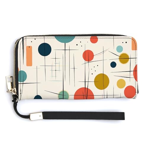 YKUDBN Geldbörse aus PU-Leder, moderner Druck aus der Mitte des Jahrhunderts, großes Fassungsvermögen, lange Geldbörse für Damen, Handheld-Clutch, moderne Damengeldbörse, Stil, 20 x 10,5 cm, modern, von YKUDBN