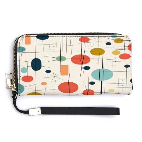 YKUDBN Geldbörse aus PU-Leder, moderner Druck aus der Mitte des Jahrhunderts, großes Fassungsvermögen, lange Geldbörse für Damen, Handheld-Clutch, moderne Damengeldbörse, Stil, 20 x 10,5 cm, modern, von YKUDBN