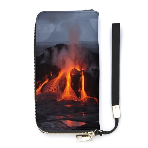YKUDBN Kilauea Geldbörse aus PU-Leder, Motiv: Vulkandruck, großes Fassungsvermögen, lange Geldbörse für Damen, Handheld-Clutch, moderne Damengeldbörse, Stil, 20 x 10,5 cm, modern, Stil:, 20x10.5cm, von YKUDBN