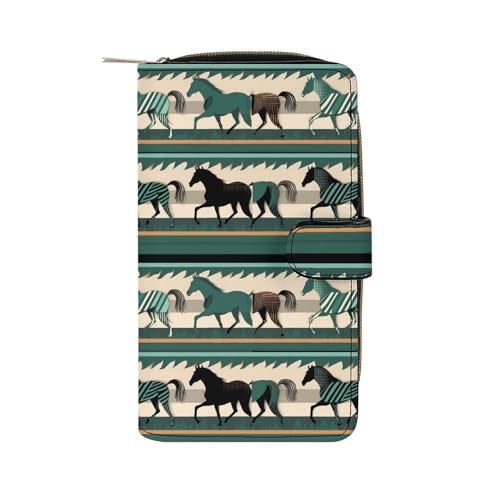 YKUDBN XB0608021 Herren-Ledergeldbörse mit Pferdestreifenmuster, niedliches Portemonnaie mit Reißverschluss, geeignet für den täglichen Gebrauch, 19,7 x 11 x 3,5 cm, Pferdestreifenmuster, 19,7 x 11 x von YKUDBN