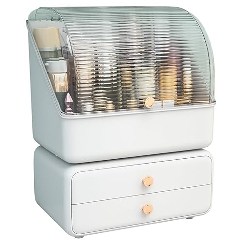 Stapelbarer Make-up-Organizer mit Schubladen, kombinierbare Kosmetikvitrine for den Schminktisch, Kosmetik-Organizer mit großer Kapazität (Color : Bianco, Size : Combination) von YKWLKJ