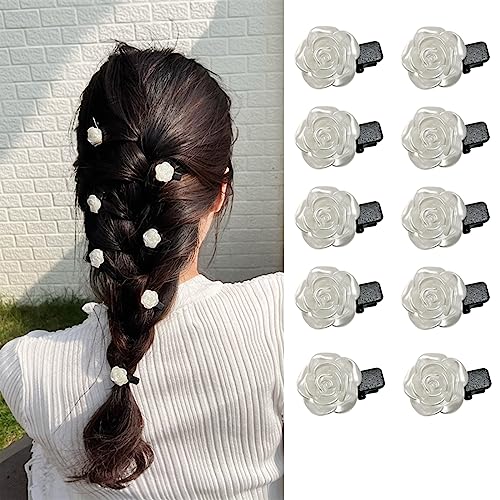 Weiße künstliche Blumen-Haar-Accessoires für Mädchen, niedliche Mini-Kamelien-Clips, Hochzeits-Braut-Haarnadeln für Frauen, 10 Stück Weiße künstliche Blumen-Haar-Accessoires für Mädchen, niedliche Mini-Kamelien-Clips, Hochzeits-Braut-Haarnadeln für Frauen, 10 Stück von YKZFUI