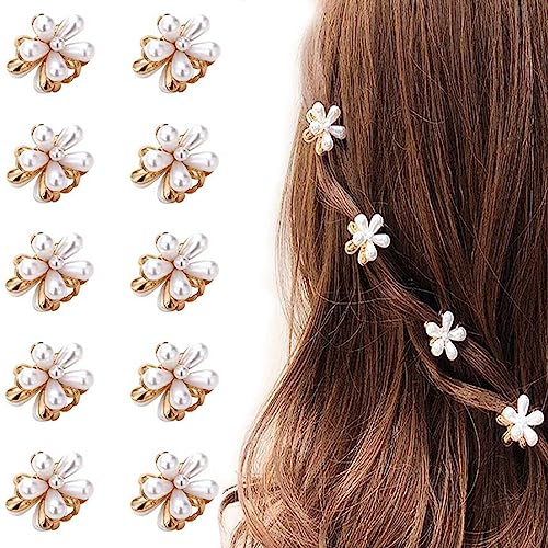 YKZFUI Kleine Mini-Perlenklammern mit Blumen-Design, Haarnadeln, Haarschmuck für Frauen und Mädchen, Brauthochzeit, 10 Stück YKZFUI Kleine Mini-Perlenklammern mit Blumen-Design, Haarnadeln, Haarschmuck für Frauen und Mädchen, Brauthochzeit, 10 Stück von YKZFUI