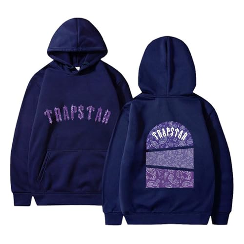 Hoodie Herren Trapstar Herren Jogginganzug Trainingsanzug Sportanzug Trapstar Aufdruck Unisex Jogging Anzug Hoodie Sporthose Kapuzenpullover Sweatshirt Hoodie Hoodie Herren Oversize (Marineblau,M) von YKZZLDX