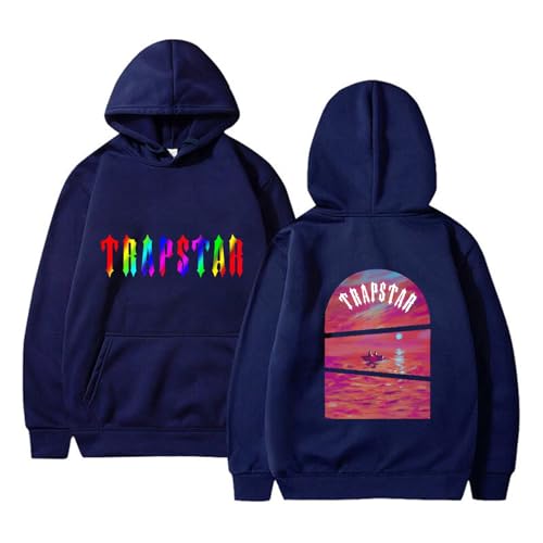 YKZZLDX Herren Jogginganzug Trapstar Hoodie Unisex Sweatshirt Kapuzenpullover Y2K Jacke Zip Up Baggy Streetwear Sweatjacke mit Kapuze Winter Hoodie Kapuzenjacke für Herren Hoodie Damen Marineblau L von YKZZLDX