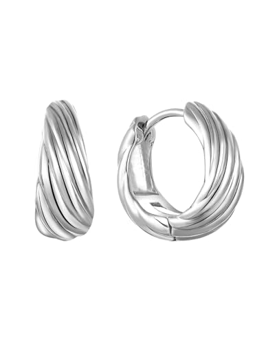 YL Creolen 925 Sterling Silber 13MM Kleine Schläfer Ohrringe Hypoallergen Huggies Creolen für Damen Mutter Freundin(13.5MM) von YL