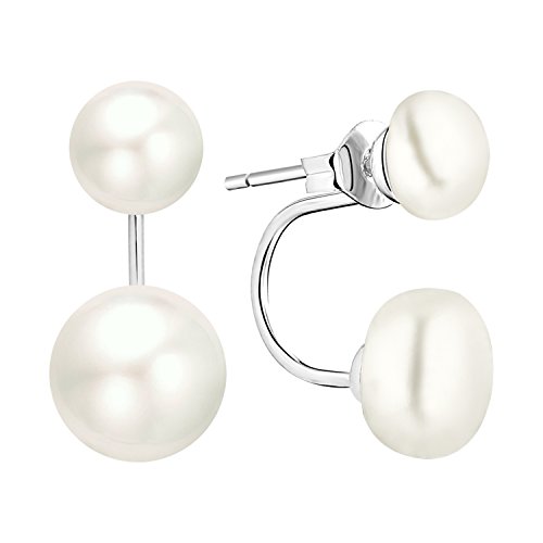 YL Damen Doppel Perlenohrringe 25 Sterling Silber Doppelte Perlen Ohrring Perle Vorne Hinten Süßwasser Zuchtperlen 7MM/9MM Ohrstecker YL Damen Doppel Perlenohrringe 25 Sterling Silber Doppelte Perlen Ohrring Perle Vorne Hinten Süßwasser Zuchtperlen 7MM/9MM Ohrstecker von YL