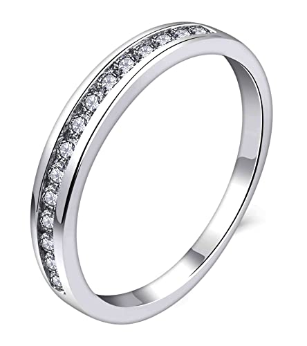 YL Damen Ewigkeitsring 925 Sterling Silber Schliff April Geburtsstein weißen Zirkonia Jahrestag Verlobungsring(Größe 60） von YL