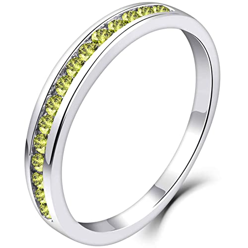 YL Damen Ewigkeitsring 925 Sterling Silber Schliff August Geburtsstein Peridot Zirkonia Jahrestag Verlobungsring(Größe 54 von YL