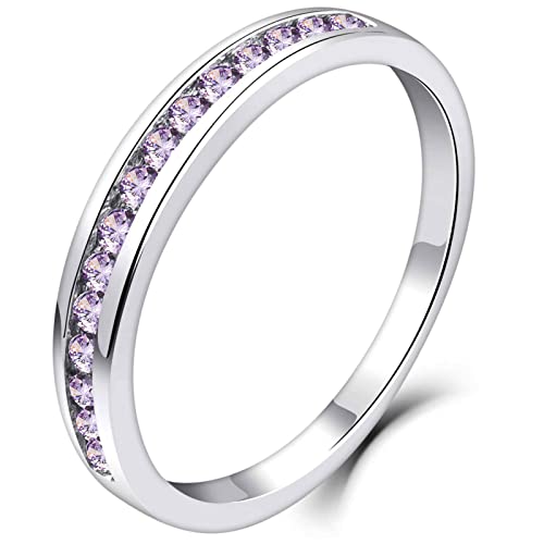 YL Damen Ewigkeitsring 925 Sterling Silber Schliff Juni Geburtsstein Alexandrit Jahrestag Verlobungsring(Größe 56） von YL