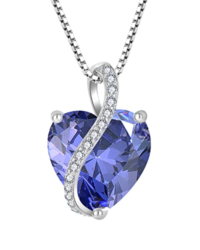 YL Damen Herz Halskette 925 Sterling Silber Anhänger Dezember Geburtsstein Tansanit Kette Schmuck Geschenke für Mutter ihre Frau Freundin YL Damen Herz Halskette 925 Sterling Silber Anhänger Dezember Geburtsstein Tansanit Kette Schmuck Geschenke für Mutter ihre Frau Freundin von YL
