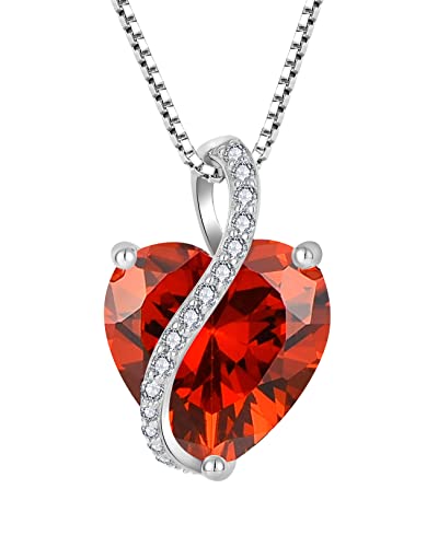 YL Damen Herz Halskette 925 Sterling Silber Anhänger Januar Geburtsstein Granat Kette Schmuck Geschenke für Mutter ihre Frau Freundin YL Damen Herz Halskette 925 Sterling Silber Anhänger Januar Geburtsstein Granat Kette Schmuck Geschenke für Mutter ihre Frau Freundin von YL