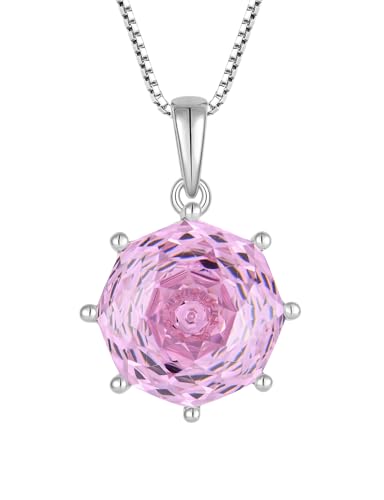 YL Damen Halskette 925 Sterling Silber Rosenschnitt Rund Anhänger November Geburtshelfer Zitrin Kette Schmuckgeschenke für Damen Mutter Freundin von YL