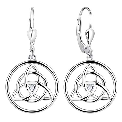 YL Keltische Ohrringe 925 Sterling Silber April Geburtsstein Weiß Zirkonia Knoten Ohrringe für Damen von YL