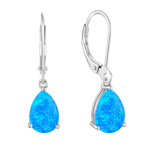 YL Damen Ohrhänger 925 Sterling Silber Blau Opal Ohrringe von YL