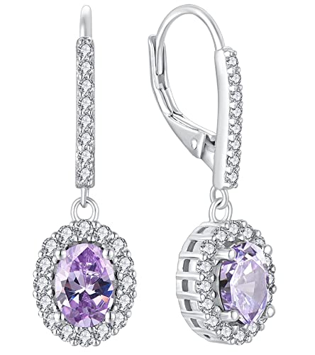 YL Damen Ohrhänger 925 Sterling Silber Juni Geburtsstein Alexandrite Oval Ohrringe von YL