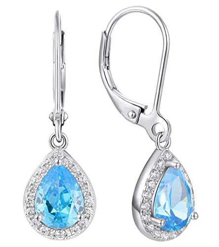 YL Damen Ohrhänger 925 Sterling Silber März Geburtsstein Aquamarin Oval Tropfen Ohrringe YL Damen Ohrhänger 925 Sterling Silber März Geburtsstein Aquamarin Oval Tropfen Ohrringe von YL