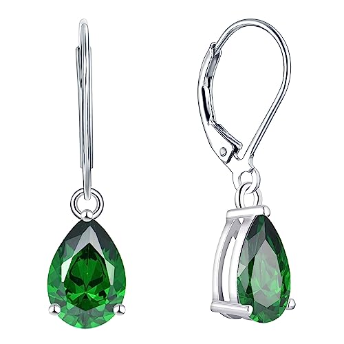 YL Damen Ohrhänger 925 Sterling Silber Mai Geburtsstein Smaragd Ohrringe von YL