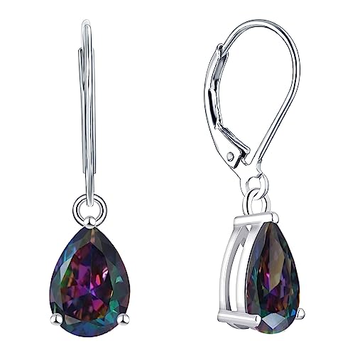 YL Damen Ohrhänger 925 Sterling Silber Regenbogen Schwarz Zirkonia Ohrringe von YL