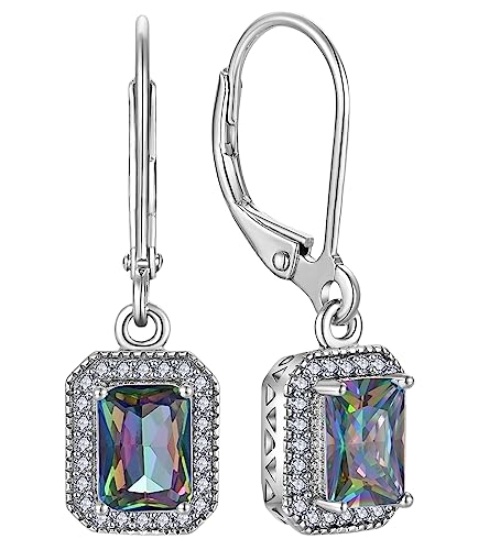 YL Damen Ohrhänger 925 Sterling Silber Regenbogen Schwarz Zirkonia Quadrat Ohrringe YL Damen Ohrhänger 925 Sterling Silber Regenbogen Schwarz Zirkonia Quadrat Ohrringe von YL