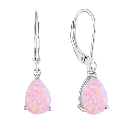 YL Damen Ohrhänger 925 Sterling Silber Rosa Opal Ohrringe von YL