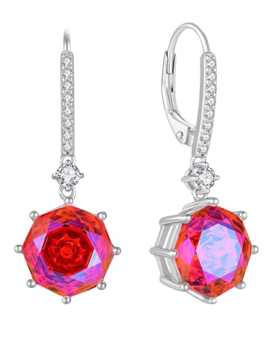 YL Damen Ohrringe 925 Sterling Silber Rosenschnitt Rund Ohrringe Januar Geburtsstein Granat Schmuckgeschenke für Damen Mutter Freundin von YL