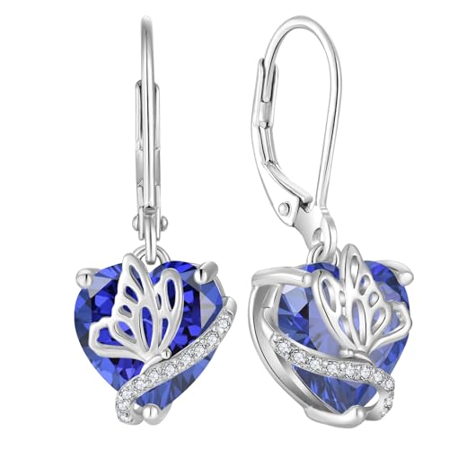 YL Damen Ohrringe 925 Sterling Silber Schmetterling Ohrringe Dezember Geburtsstein Tanzanit Schmuck Geschenke für Mutter Freundin von YL