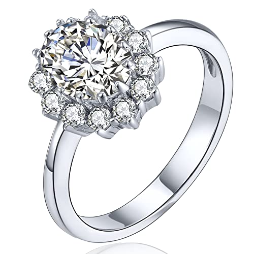 YL Damen Ring 925 Sterling Silber Oval April Geburtsstein weißer Zirkonia Ring Verlobungsring(Größe 62) von YL