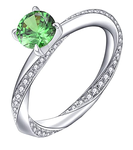 YL Damen Ring 925 Sterling Silber mit Mai Geburtsstein Smaragd Ring Verlobungsring Ehering für Braut(Größe 56 von YL
