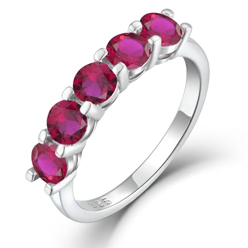YL Damen Ringe 925 Sterling Silber Rubin Stapelbare Ring Eternity Ewigkeitring Schmuck Geschenke für Damen Mutter Freundin,Größe52 von YL