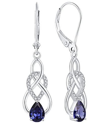 YL Damen Unendlichkeit Keltischer Knoten Tropfen Ohrringe 925 Sterling Silber Dezember Geburtsstein Tansanit Zirkonia Ohrringe von YL