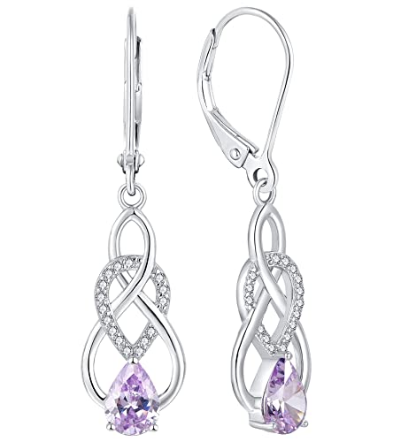 YL Damen Unendlichkeit Keltischer Knoten Tropfen Ohrringe 925 Sterling Silber Juni Geburtsstein Alexandrite Ohrringe von YL