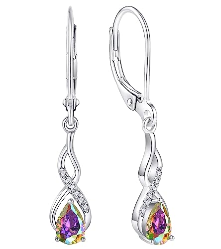 YL Damen Unendlichkeit Ohrringe 925 Sterling Silber mit Regenbogen Zirkonia Weiß Ohrringe von YL